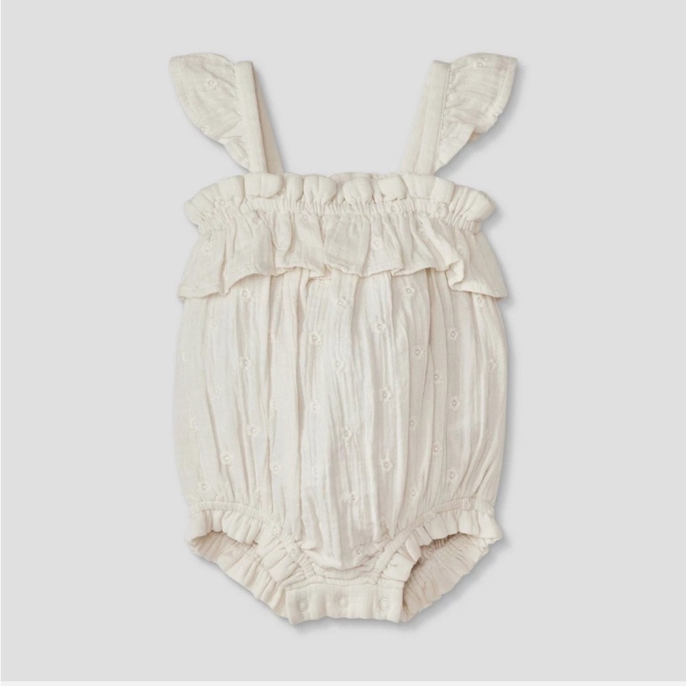 Baby Girls Floral Printed Romper - Cream